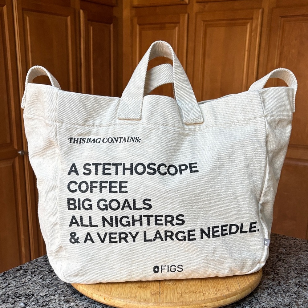 Figs Cream Canvas Tote with Black Text - Picture 3 of 10